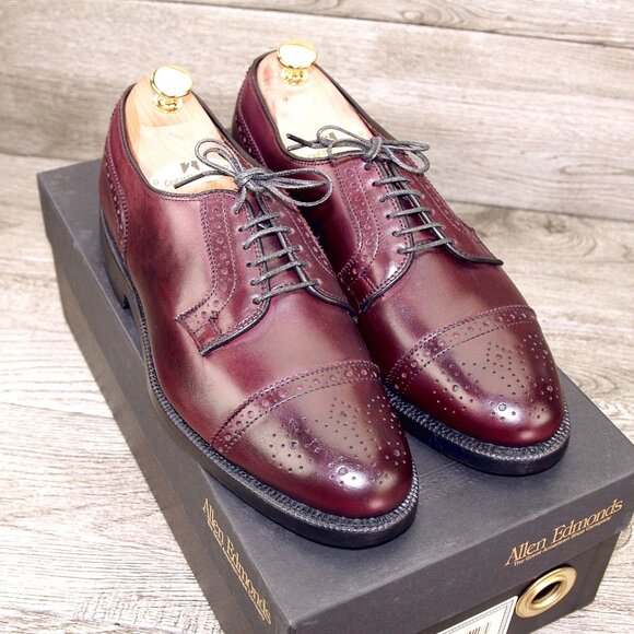 * NIB * $530 Allen Edmonds HANCOCK Independence 7.5 D Burgundy * add $15 Trees - Picture 1 of 13